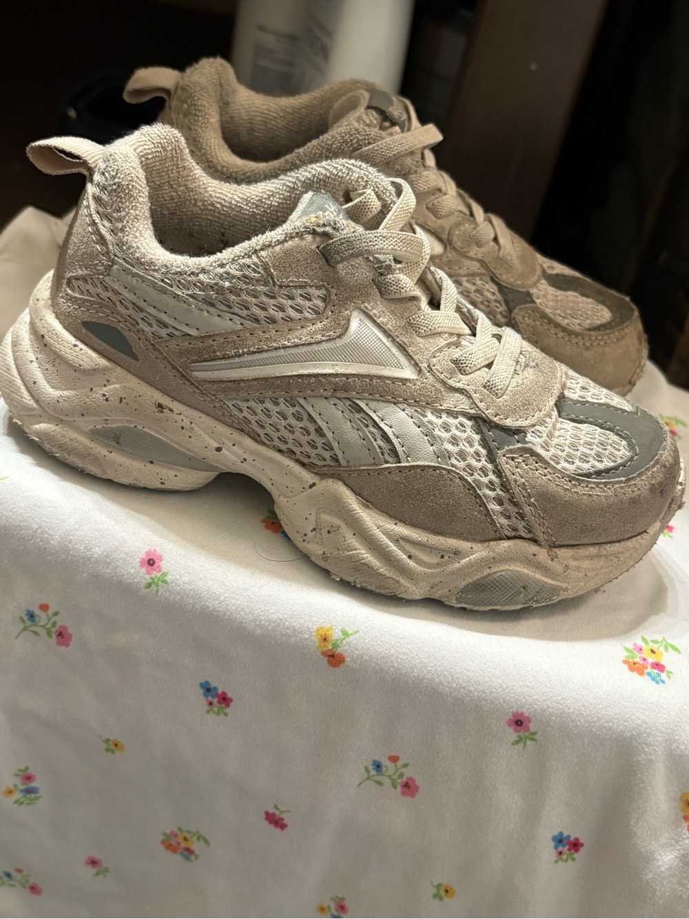 Reebok Kids Beige and Light Gray Athletic Sneakers